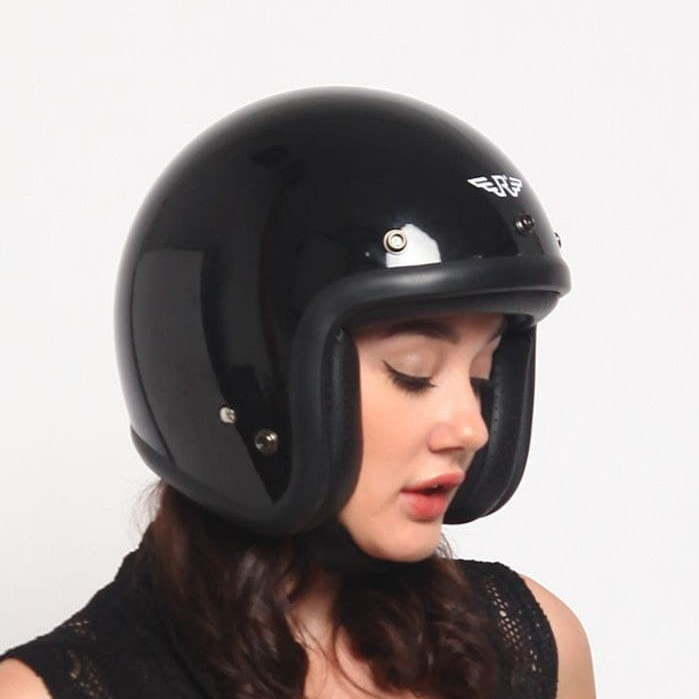 Jual Helm Retro Riders.inc RIMC DOJA BLACK GLOSSY | Shopee Indonesia