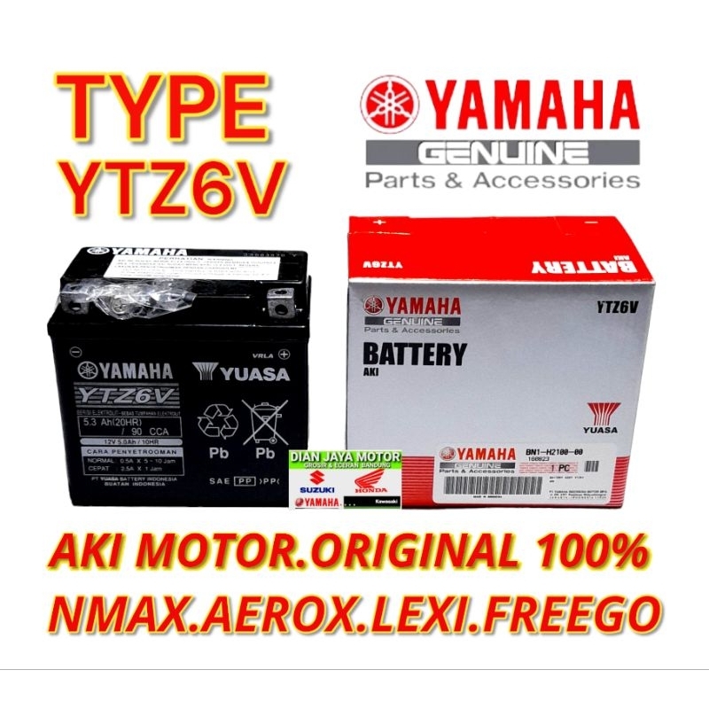 Aki Accu Motor YTZ6V Original Yamaha NMAX AEROX LEXI FREEGO YGP Asli  Yamaha Genuine Parts 100% GTZV GYZ7S CB150R SONIC NEW CB150R NEW GTR 150