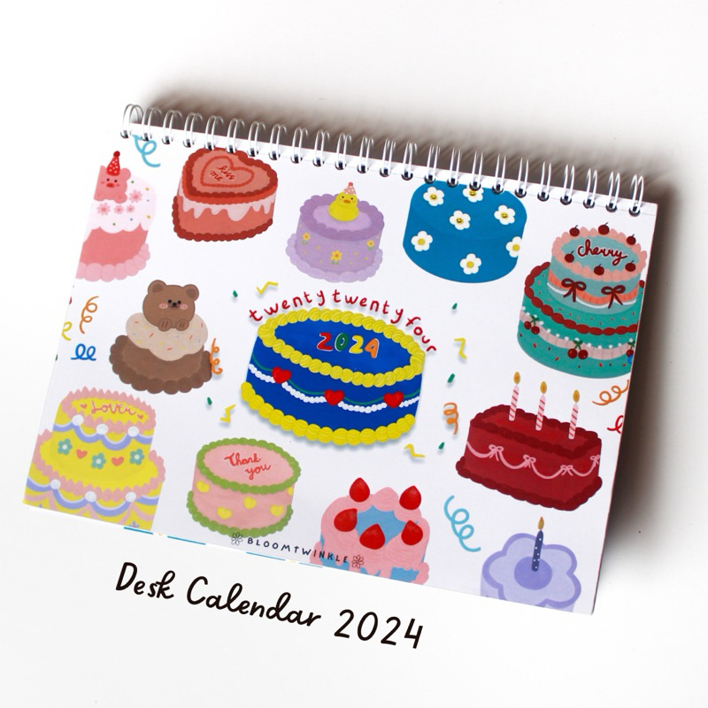 Jual CALENDAR AESTHETIC 2024 (KALENDER MEJA) Cake Shop Version Shopee