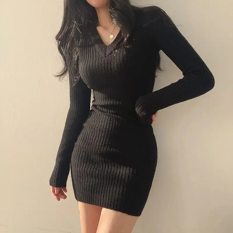 Jual Yena Korean bodycon elegant dress V Neck - Dress Rajut #GESTRICK ...