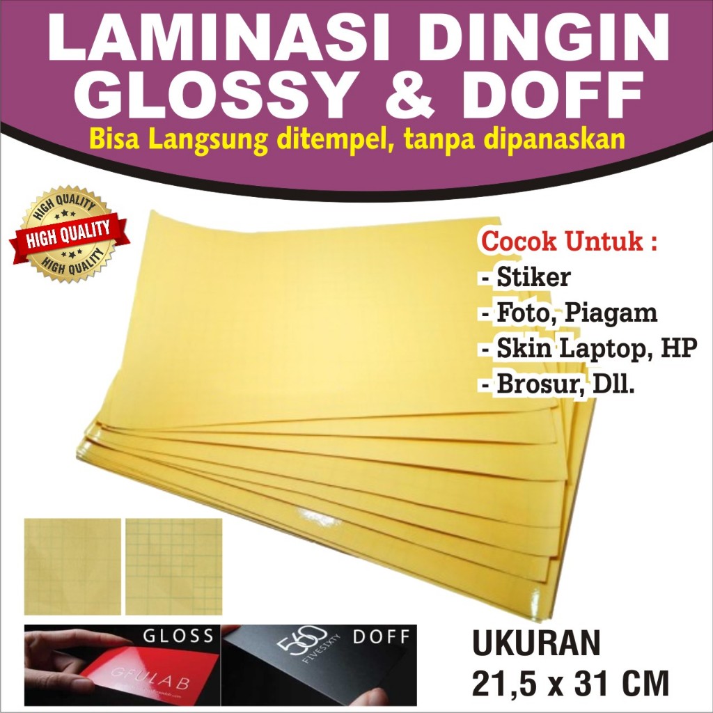 Jual Plastik Laminasi Dingin 140 Gsm A4 Isi 20 Lembar Motif Glossy