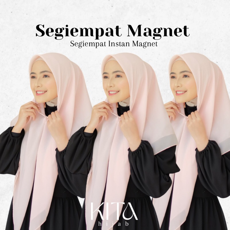 𝐊𝐈𝐓𝐀 - Hijab Segiempat Instan Magnetic Pollycotton | Jilbab Segi empat instan terbaru Anti Ribet