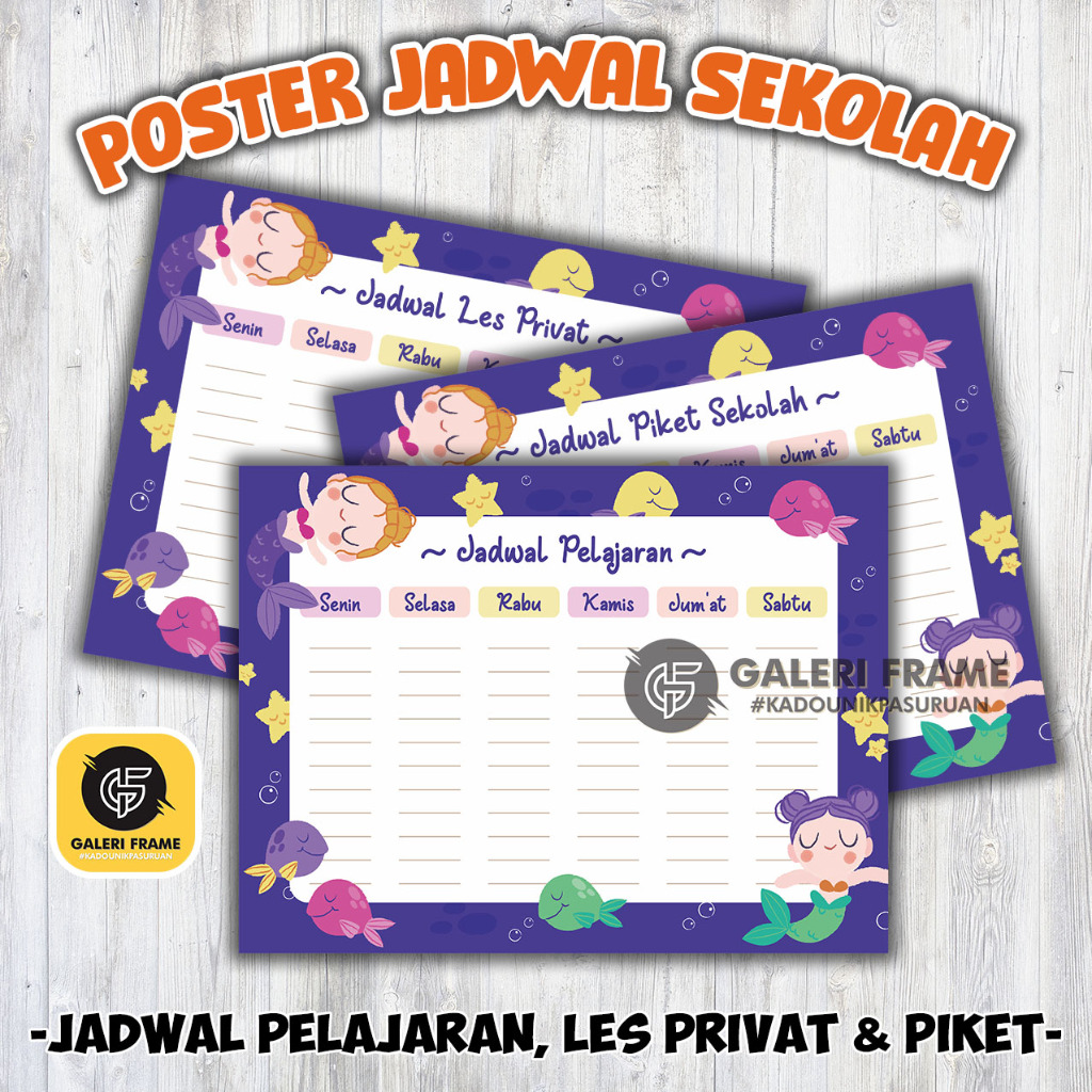 Jual POSTER JADWAL PELAJARAN, POSTER JADWAL PIKET SEKOLAH DAN POSTER ...