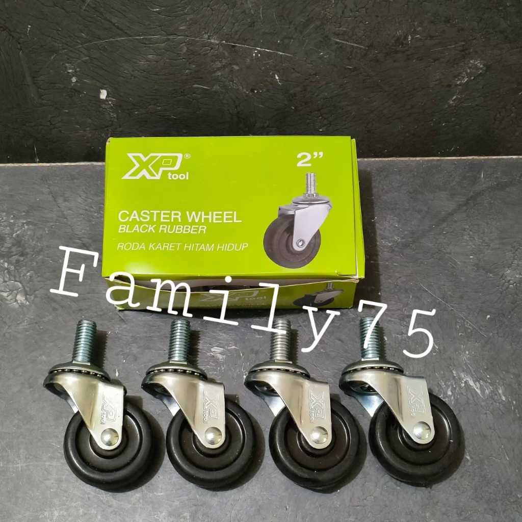 Jual Roda Caster lemari Screw karet hitam 2 inch Hidup Baut Drat Set 4 ...