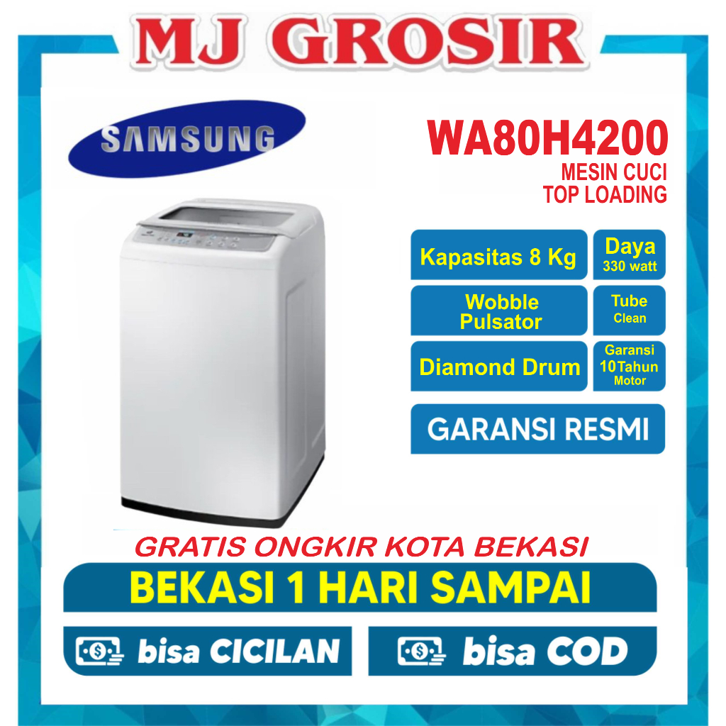 Jual MESIN CUCI 1 TABUNG SAMSUNG WA 80H4000 / 80H4200 TOP LOADING 8 KG ...