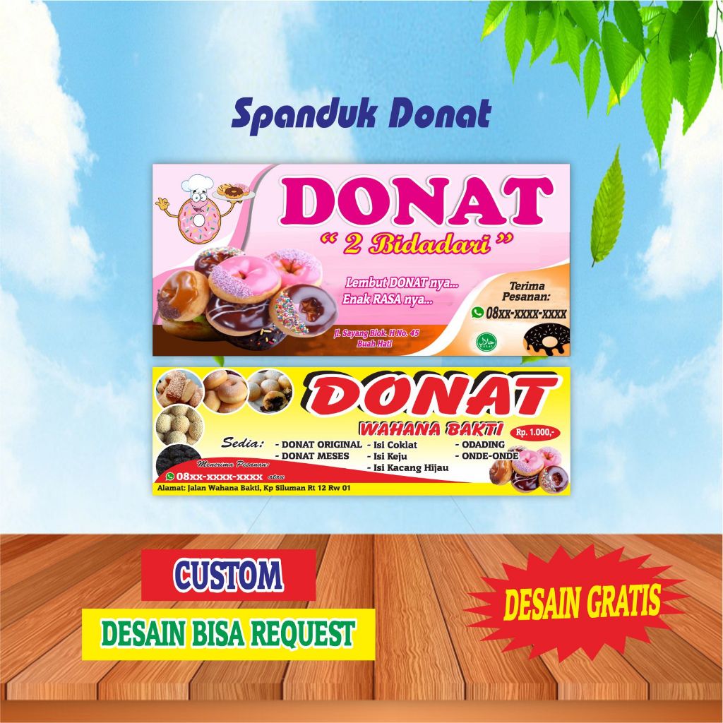 Jual Spanduk Banner Donat Kue Donkus Bisa Request Desain Custom ...