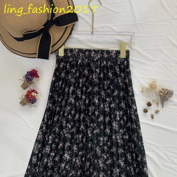 Rok Plisket Wanita Korean Style Rok Plisket Payung Motif Bunga Hyget Premium Rok Plisket Daisy