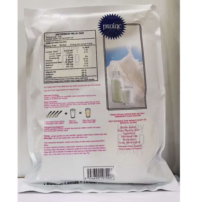 Jual [BPOM RI] PROLAC SUSU SKIM BUBUK 600 GRAM/SKIM MILK POWDER LOW FAT ...