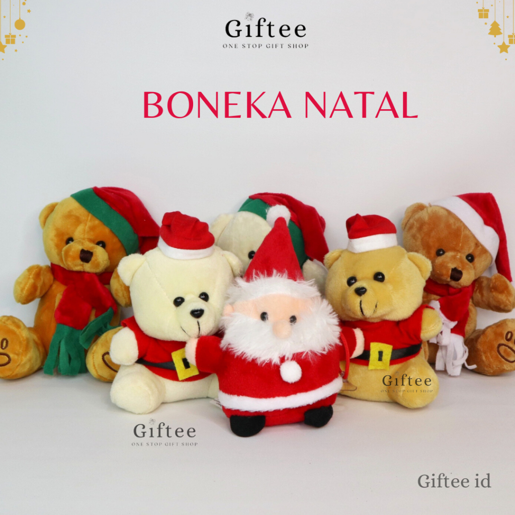 Jual Boneka Natal Christmas Sinterklas Santa Claus Clause Teddy Tedy Bear Beruang Mini Medium 5270