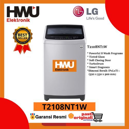 Jual LG T2108NT1W Mesin Cuci 1 Tabung 8KG Top Load Washer T2108-NT1W ...