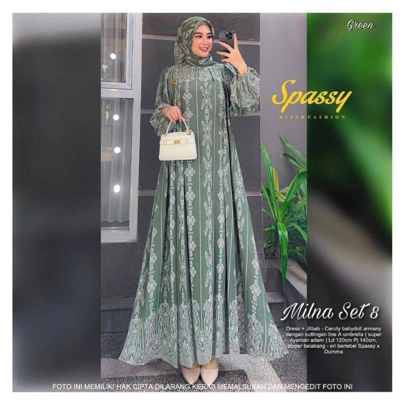 Jual Gamis Free Hijab Jumbo Ada Milna 8 Set Jilbab Baju Wanita Muslim Fashion Perempuan Dewasa 3605