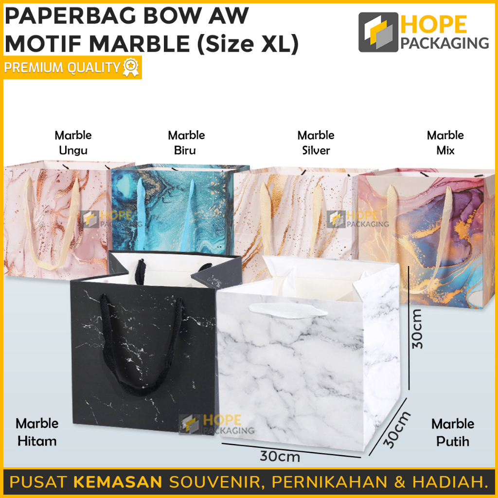 Jual PaperBag Marble Hadiah Kado S M L XL XXL Goodie Bag Box AW Gold ...