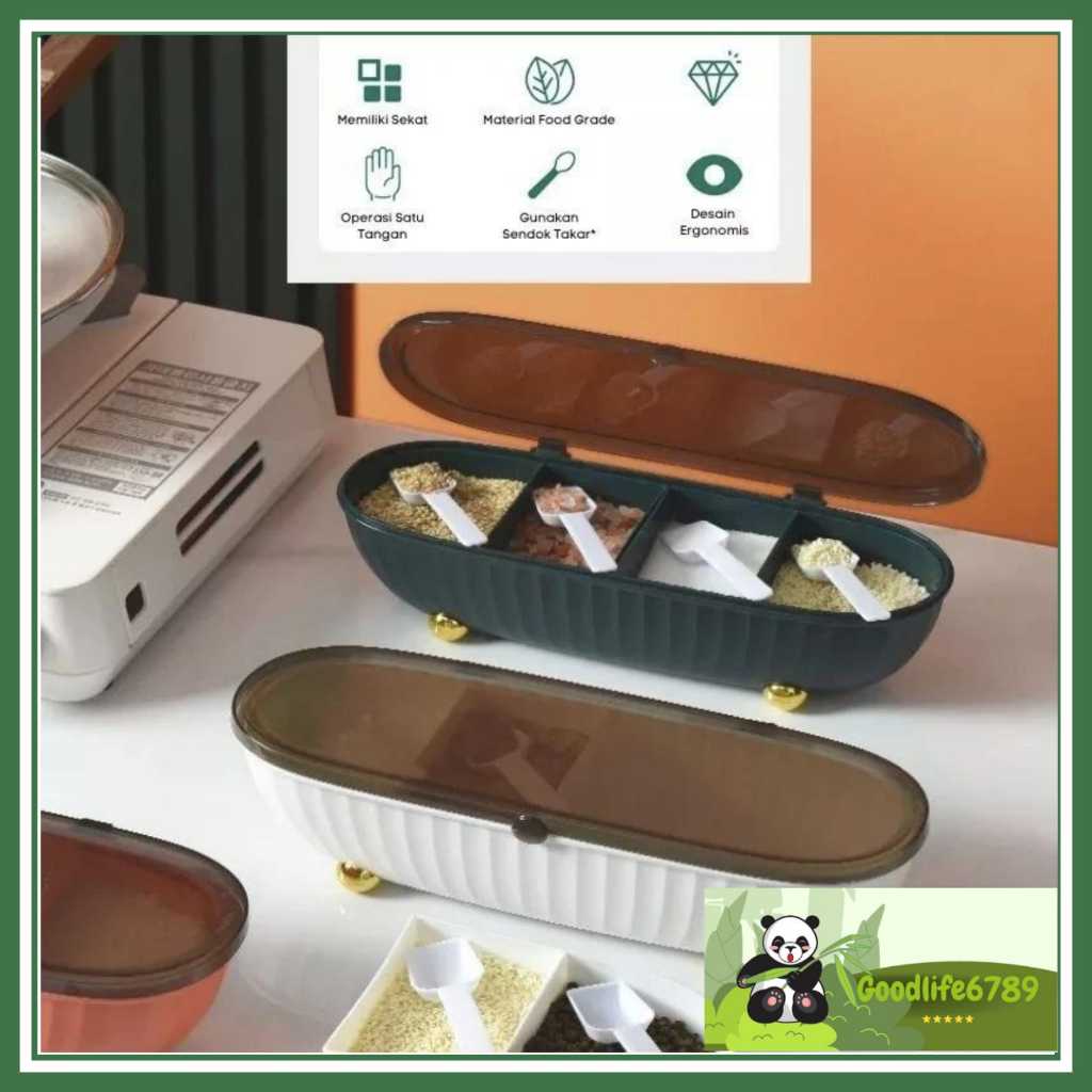 Wadah penyimpanan bumbu dasar hitam yang praktis