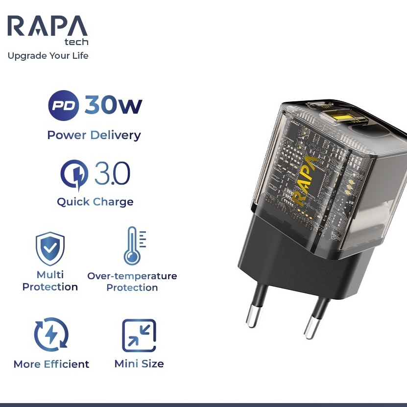 Jual RAPAtech Fast Charger Adaptor Power Crystal I 30W QC + PD - CH3050 ...