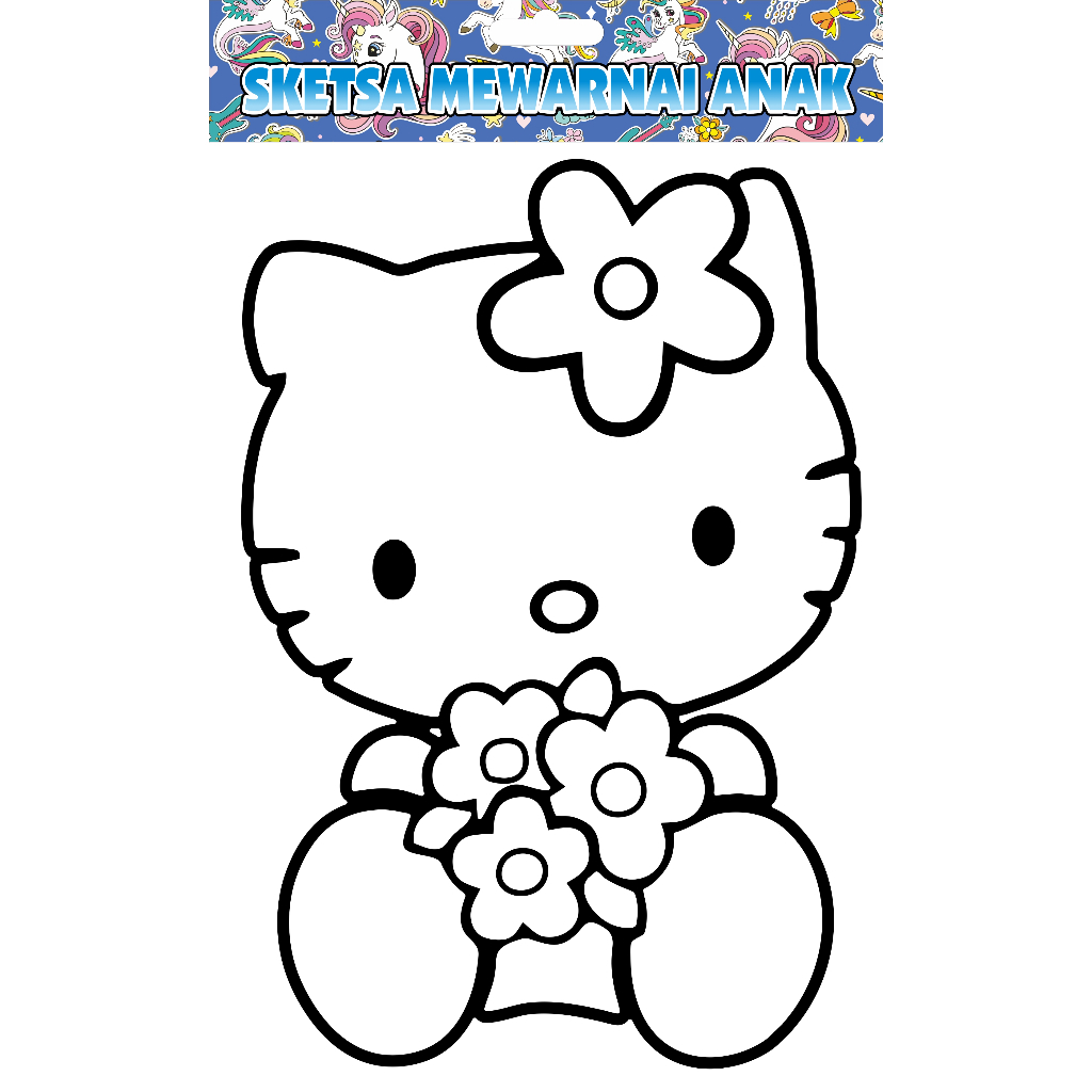 Jual Gambar Mewarnai Doraemon Hello Kity Mixue - Kertas Sketsa Animasi