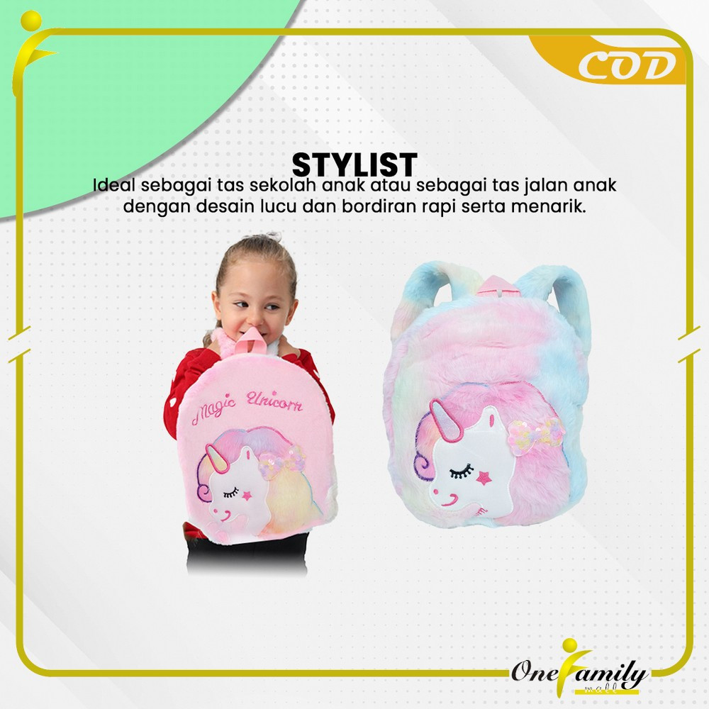 Jual ONE-T54 Tas Ransel Anak Karakter Kuda Pony Rainbow Model Bulu ...