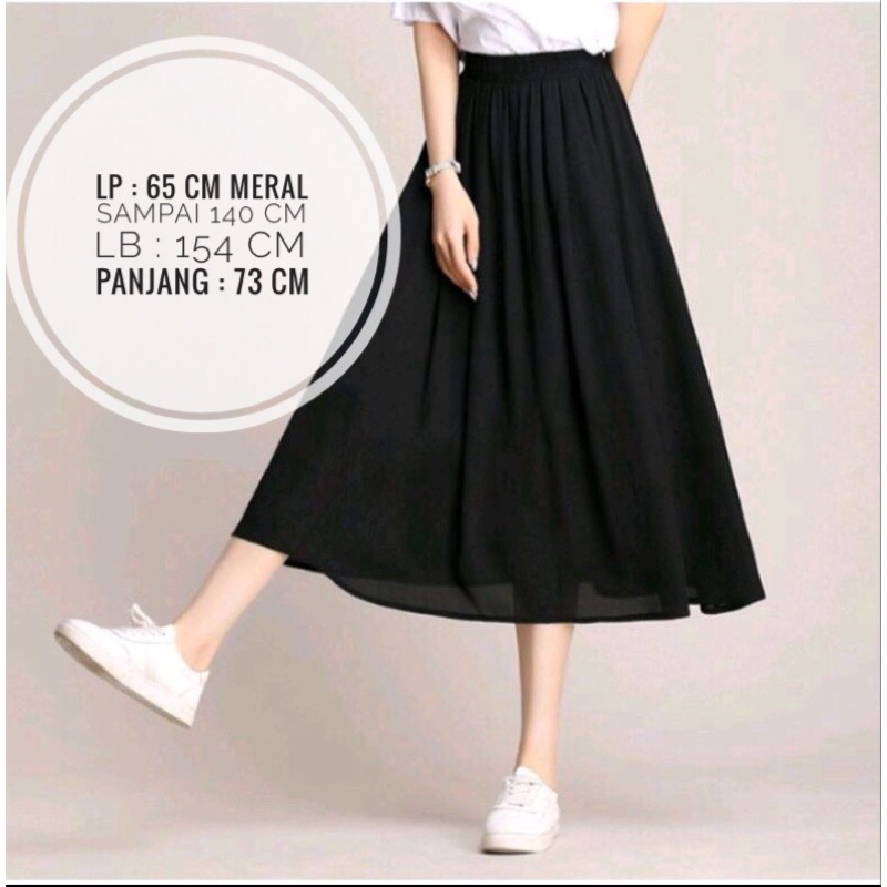 Jual rok midi polos dan motif (LINGKAR BAWAH 154 CM)bahan ceruty ...