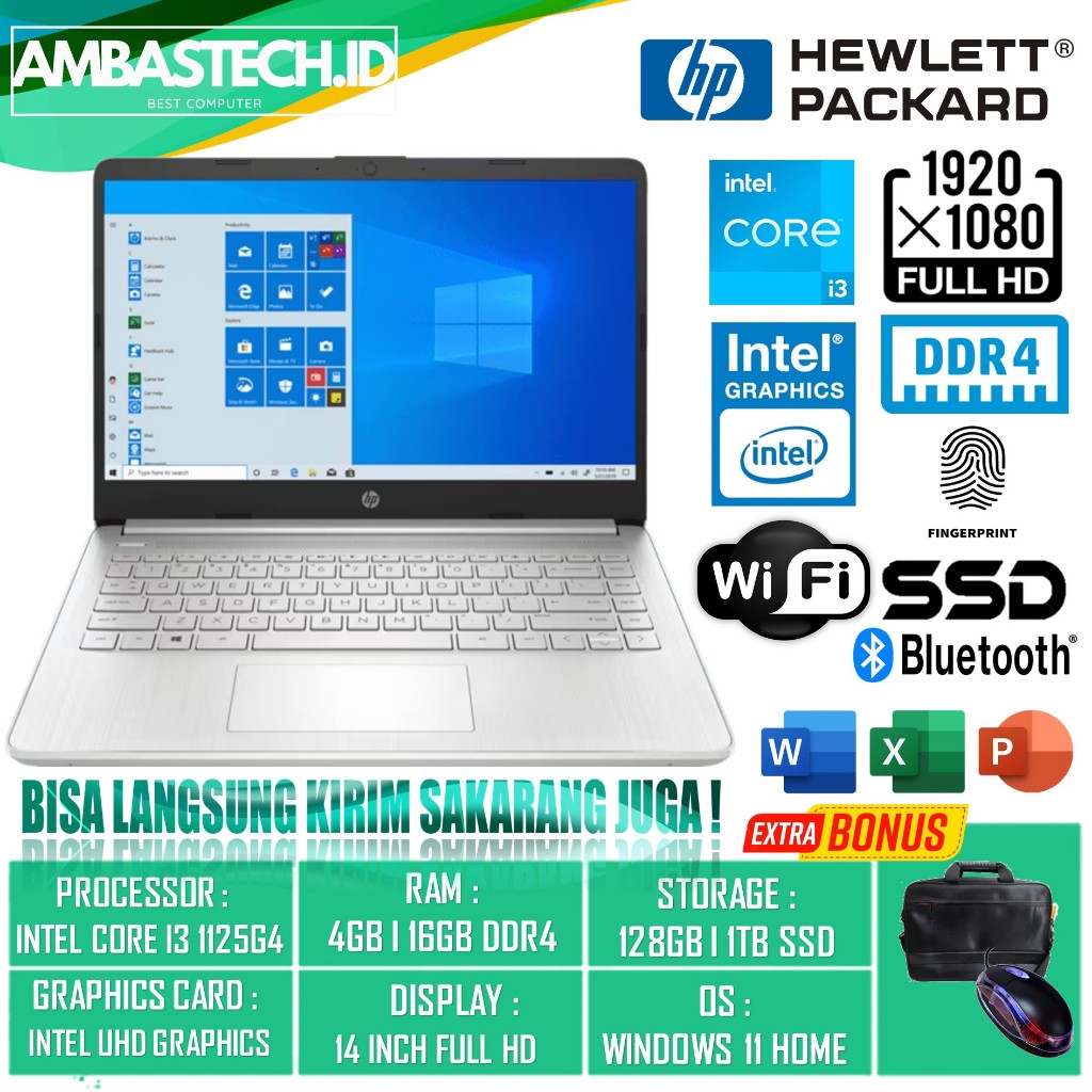 Jual Laptop Gaming Hp 14 Intel Core I3 1125G4 16GB 1TB SSD 14 Full HD ...