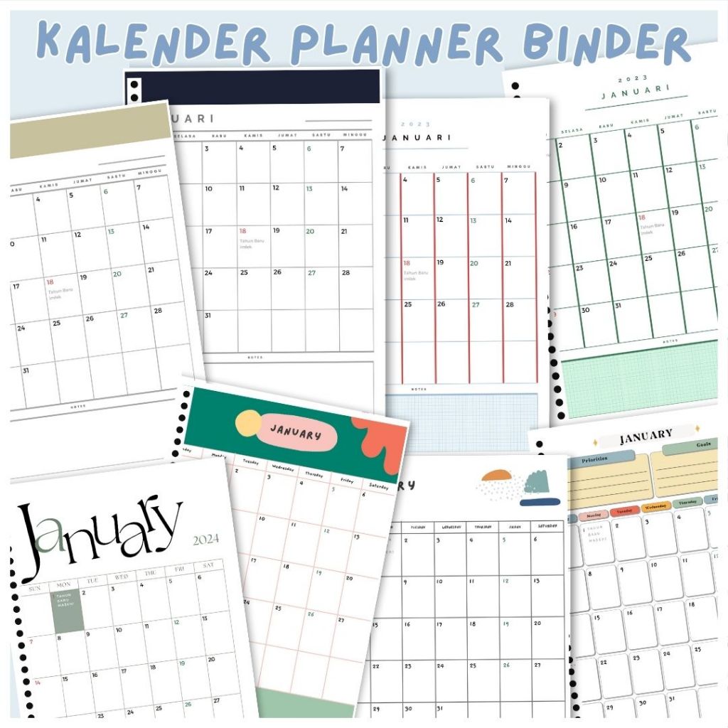 Jual Kalender Planner Binder 2024 / 2025 Loose Leaf Calendar Planner