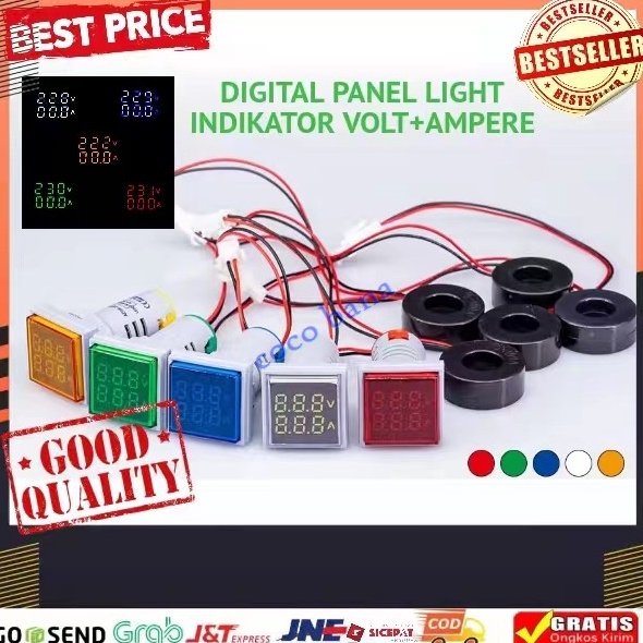 Jual Harga Promo.. Pilot Lamp Digital Voltmeter+Amperemeter Diameter ...