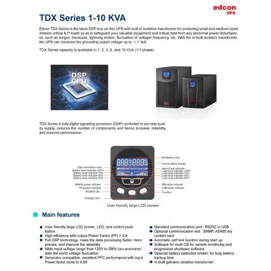 Jual UPS Edcon TDX Series 3 KVA true on line smart UPS transformer ...