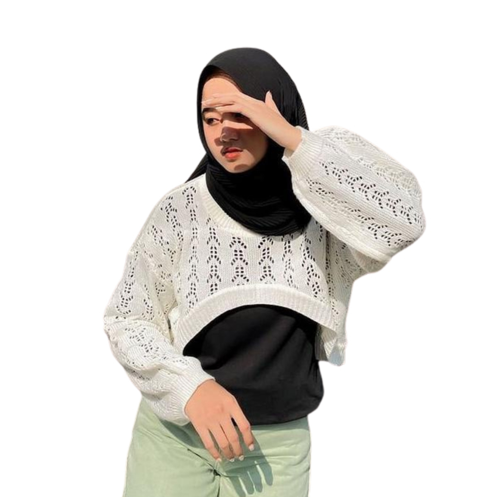Jual Crop Rajut Yura Balon Outer Knitwear Oversize Tebal Crop Top ...