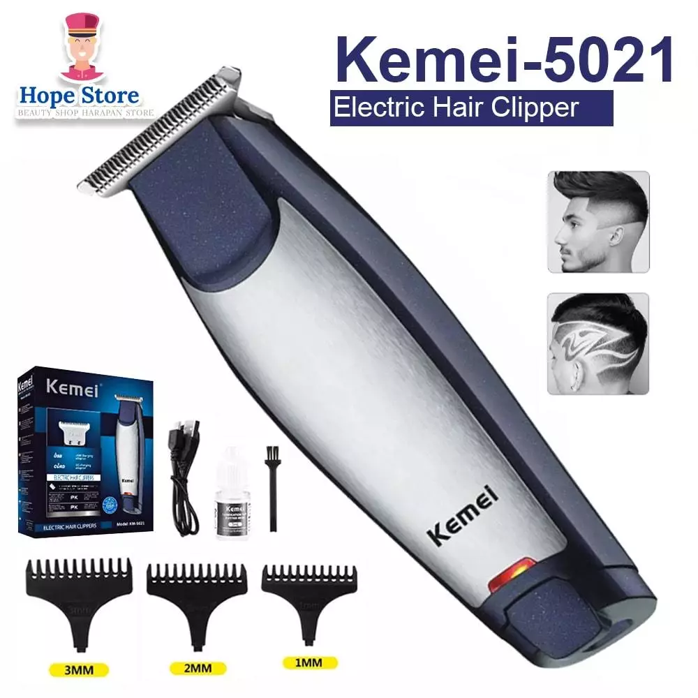 HOPE STORE - COD - Hair Clipper Kemei Km 5021 Elektrik 3in1 Rechargeable - Mesin Alat Cukur Rambut Kumis Jenggot Bulu Hidung | AutoStock