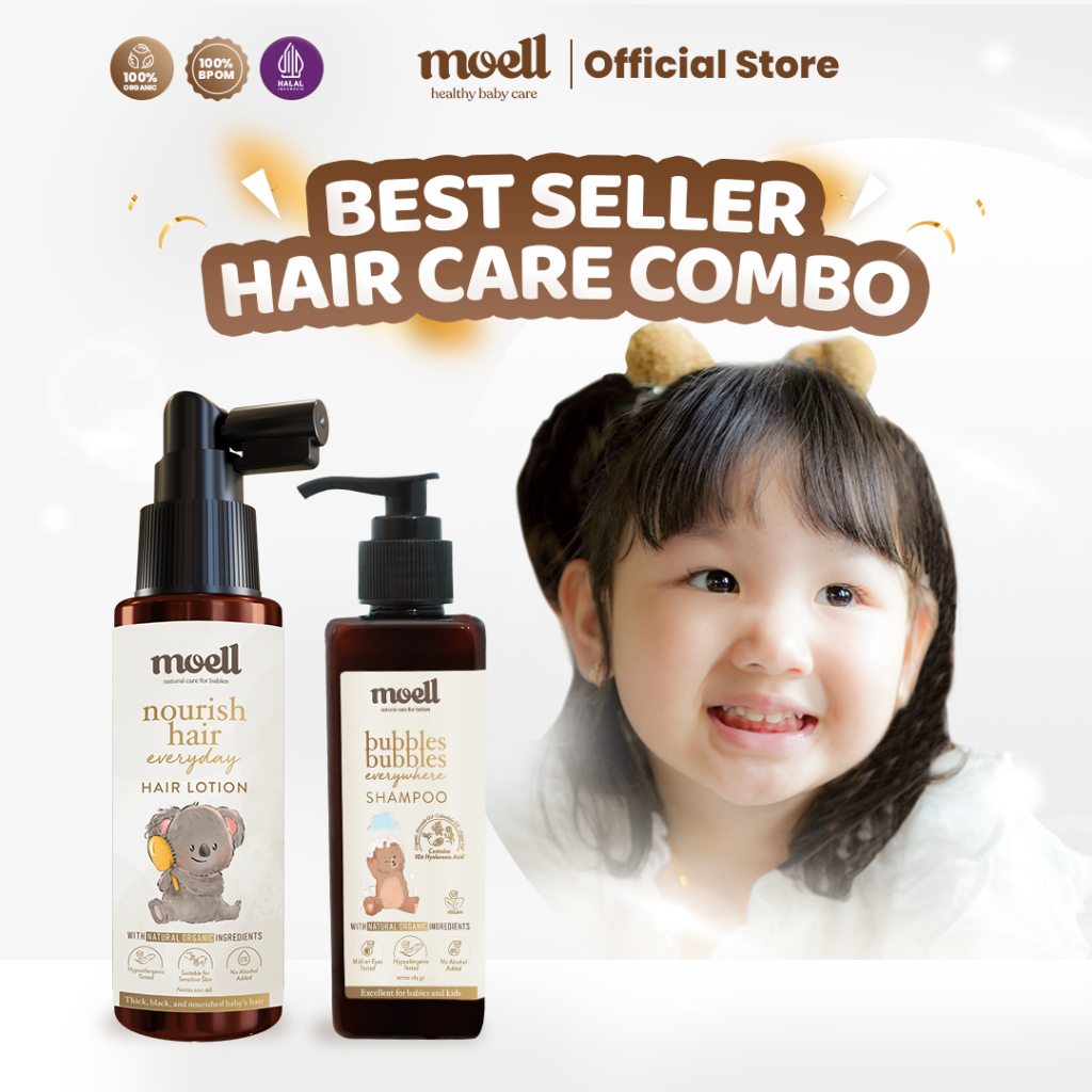 Product image Moell Special Bundling Hair Lotion 100ml & Shampoo 185gr - Skincare Bayi - Natural Organic