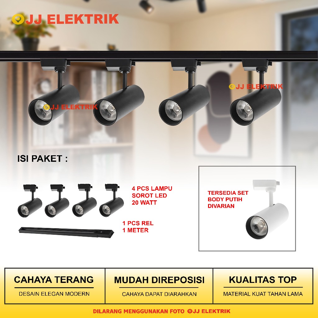 Jual Paket Lampu Sorot Led Rel Set Isi Spotlight Track Light Rell Watt W Shopee Indonesia