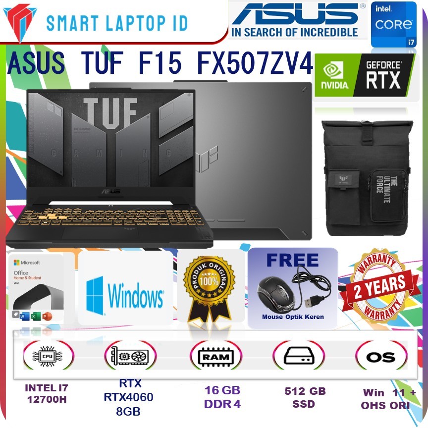 Jual Asus Tuf F15 Fx507zv4 I7 12700h Rtx4060 8gb 16gb 512gb W11ohs 15