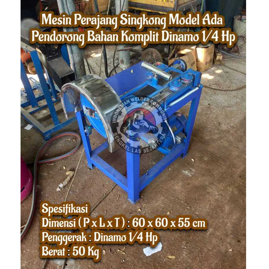 Jual Mesin Perajang Singkong Model Ada Pendorong Bahan Komplit