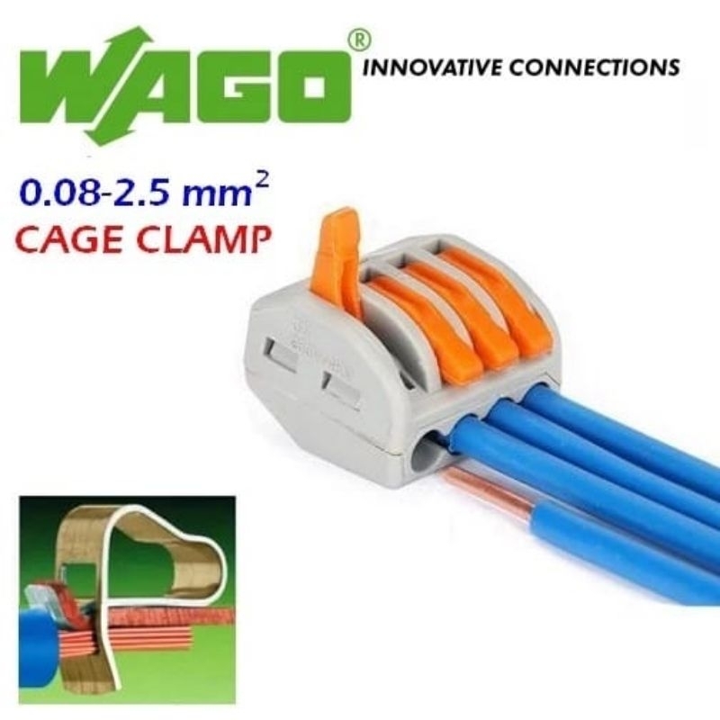 Jual Wago Connector 4 Wire Konektor Kabel Terminal Block Lever Cage