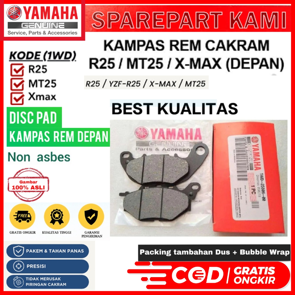 Jual DISPAD KAMPAS REM DISCPAD DISC PAD DEPAN FRONT R25 MT25 X MAX XMAX 250 1WD Shopee Indonesia