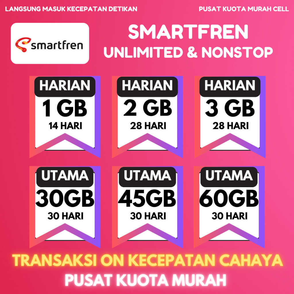 Jual PAKET KUOTA SMARTFREN DATA MURAH UNLIMITED HARIAN | SMARTFREN DATA ...