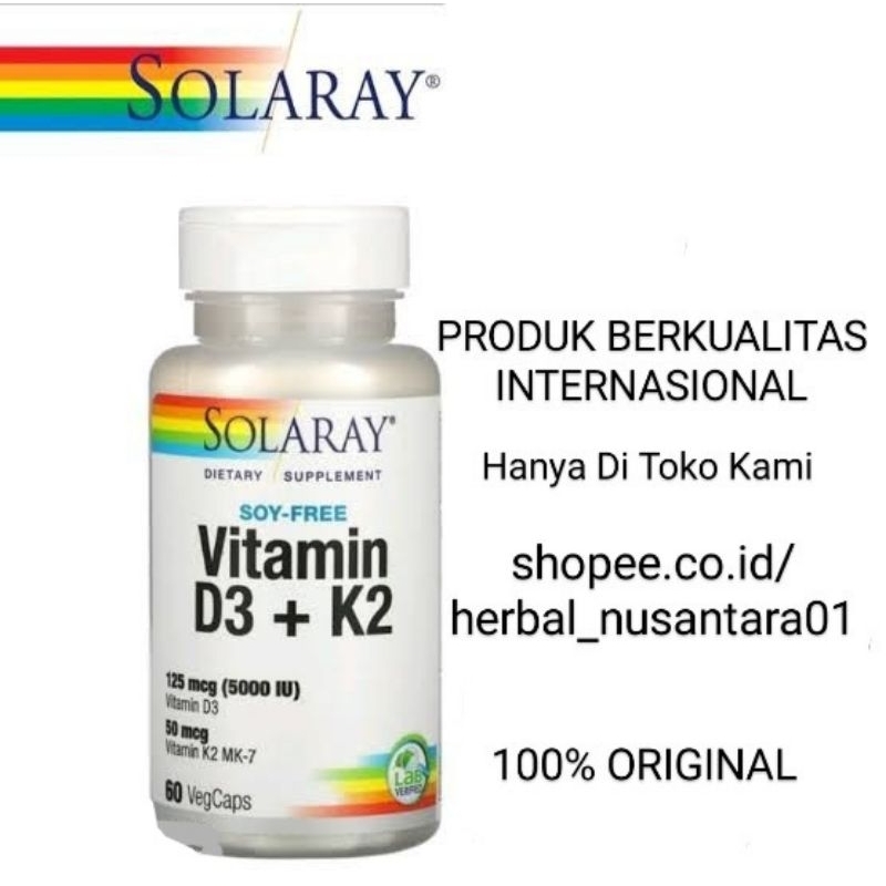 Jual Solaray Vitamin D3 K2 5000 Iu 50 Mcg K2 Mk 7 Solaray Vitamin D3 K2 Soy Free 125 Mcg