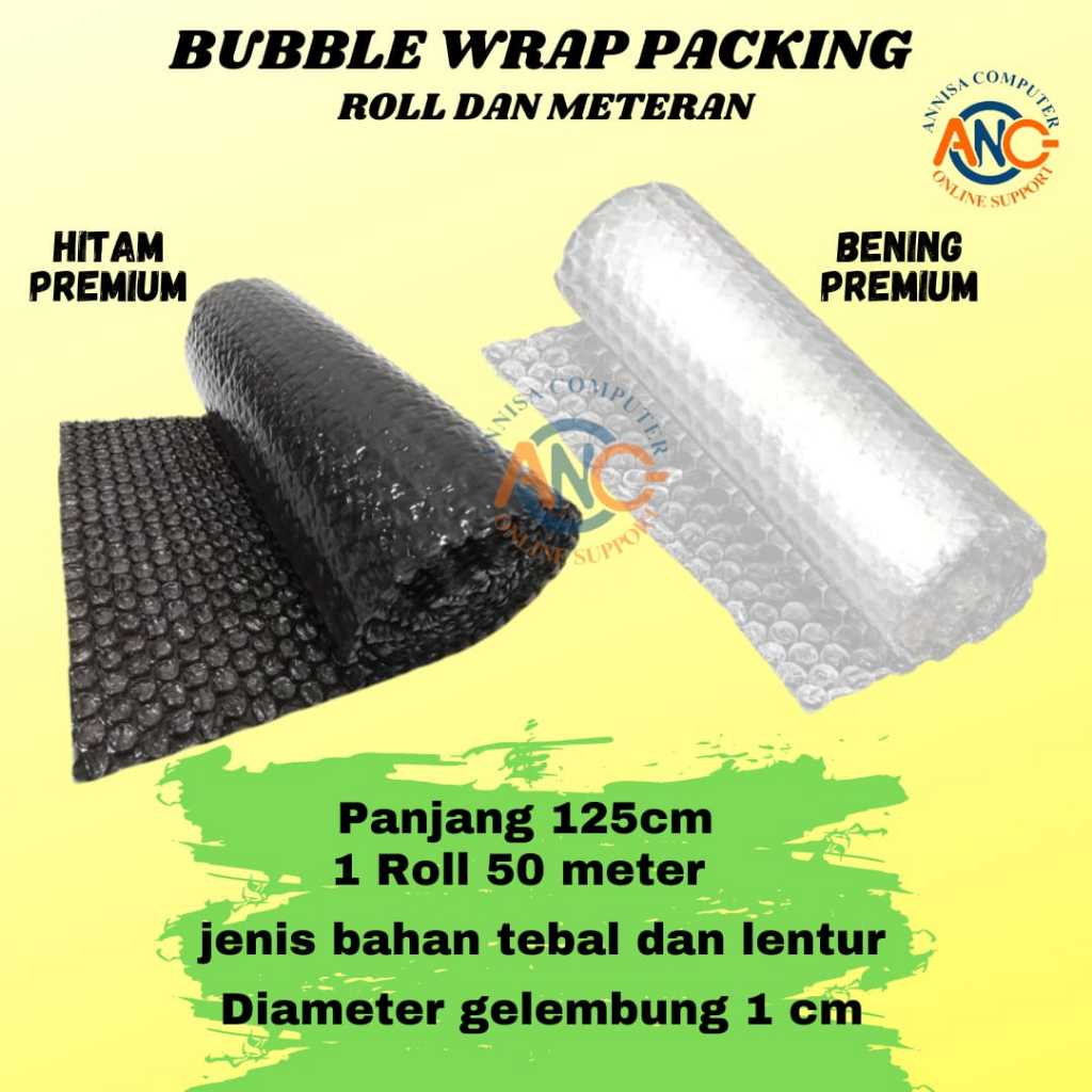 Jual Bubble Wrap Packing Roll Meteran / ukuran125cm x 50m Bening
