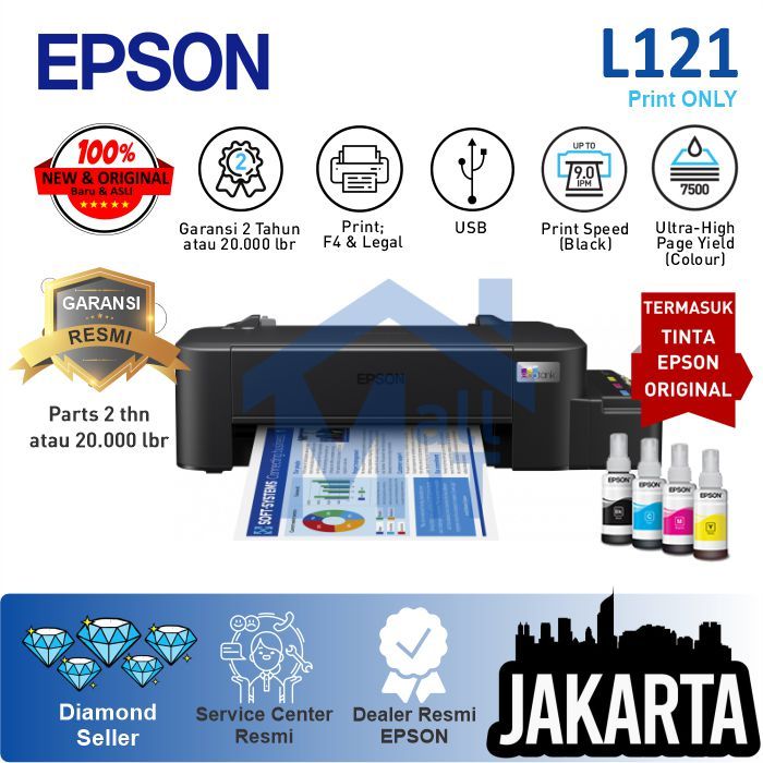 Jual Jkt Printer Epson L121 L 121 L 121 Printer Murah A4 Penganti L120 L 120 Resmi Shopee 7652