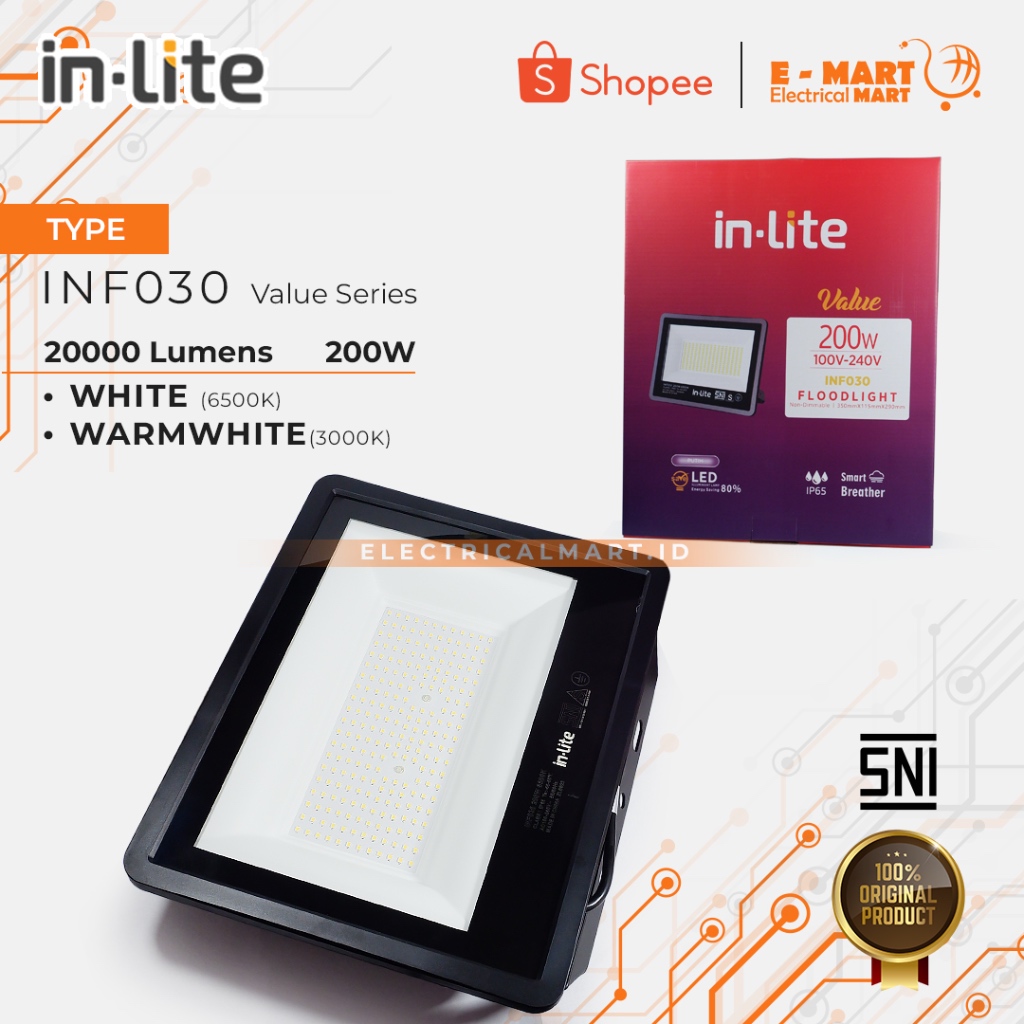 Jual INLITE Lampu Sorot Tembak Flood Light inLite LED VALUE Outdoor IP65 200W 200 Watt Shopee