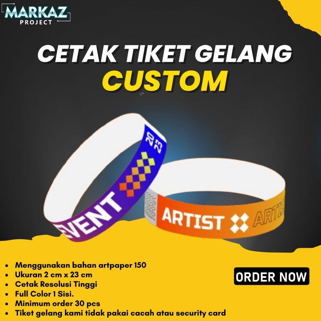 Jual CETAK TIKET GELANG CUSTOM / KONSER / WAHANA /ACARA / EVENT/ MURAH ...