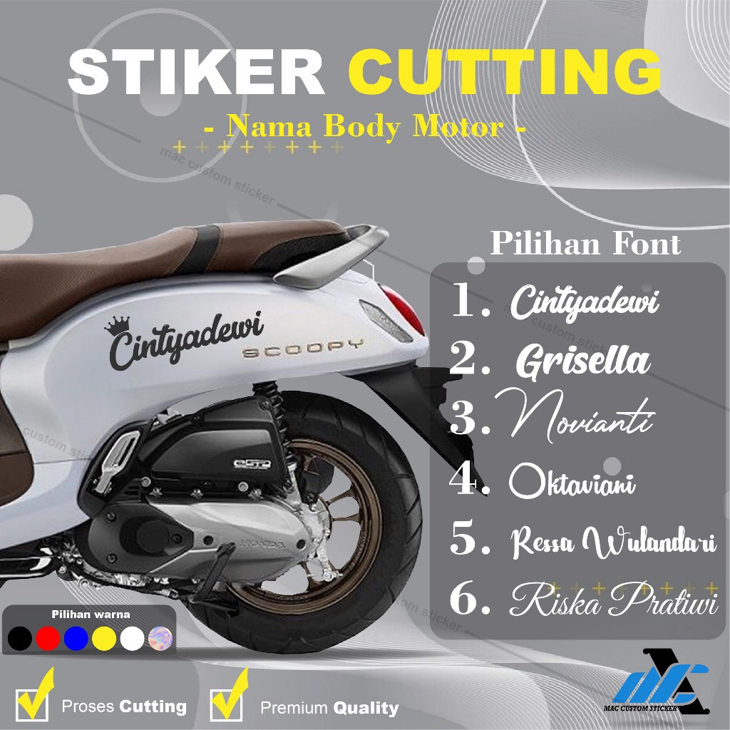 STIKER CUTTING CUSTOM NAMA BODY SCOOPY STYLO AEROX FILANO - STIKER CUSTOM NAMA BODY SEMUA MOTOR BEST SELLER