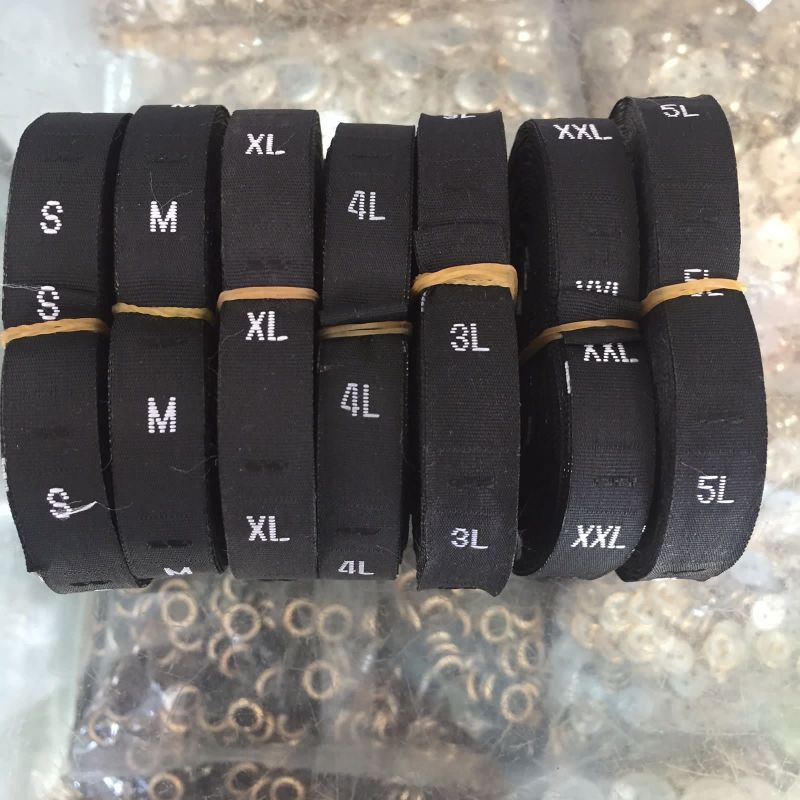 Jual Label size bordir hitam 1roll .(s m l xl xxl.xxlx 3L 4L 5L) hitam ...
