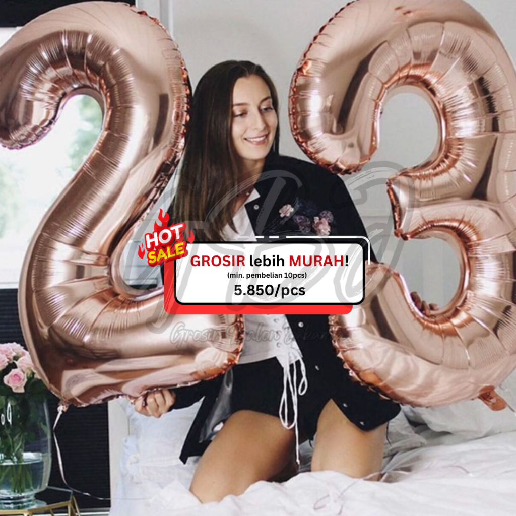 Balon Foil Angka JUMBO - 100cm (Gold / Silver / Rosegold / Hitam)