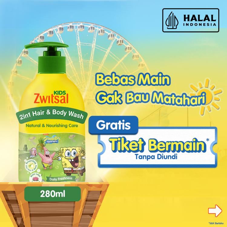 Jual Zwitsal Kids 2 In 1 Hair & Body Wash Natural And Nourish 280 ml