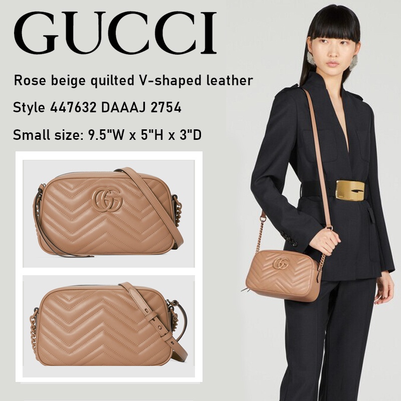 Jual GG MARMONT SMALL SHOULDER BAG Rose beige quilted Vshaped leather