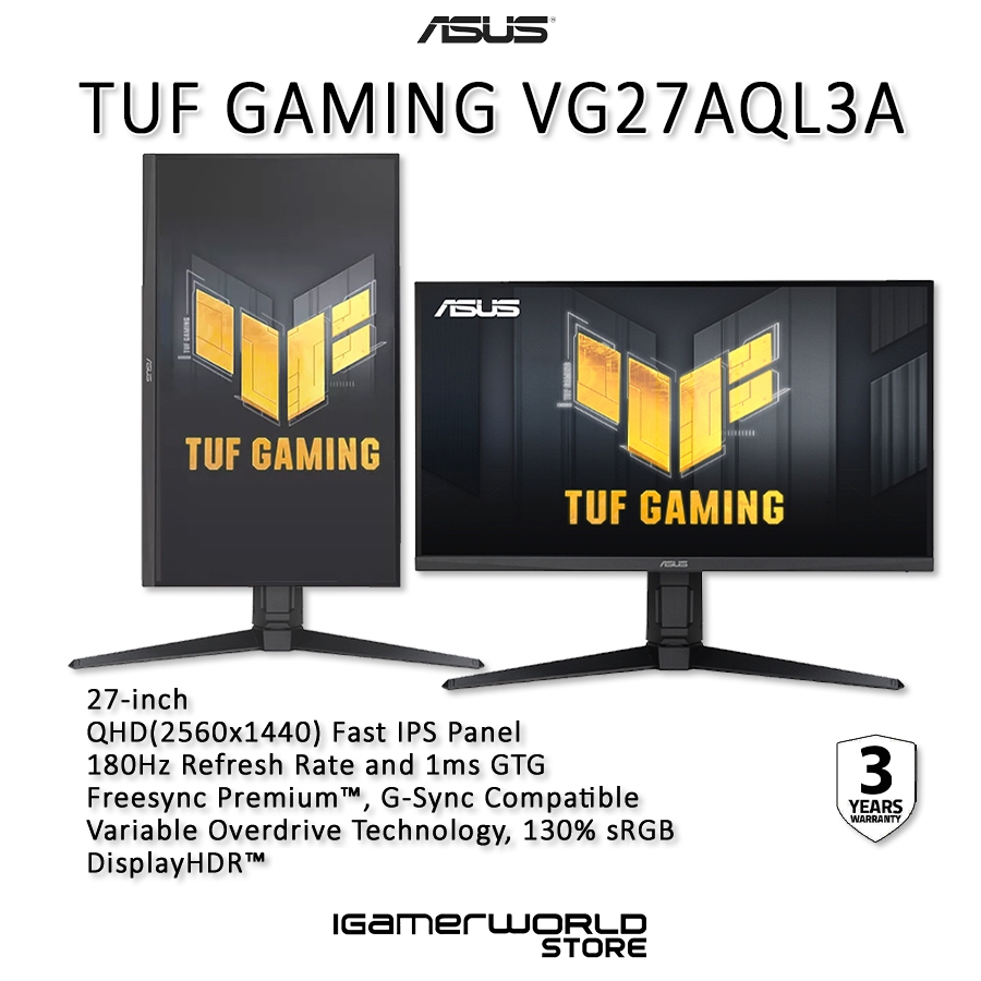 Jual ASUS TUF VG27AQL3A 27 inch QHD 180Hz 1ms Fast IPS Gaming Monitor ...