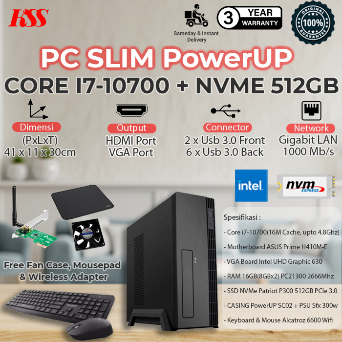 Jual Komputer Slim Core i7-10700, RAM 16GB DDR4, NVME 500GB Mini PC ...