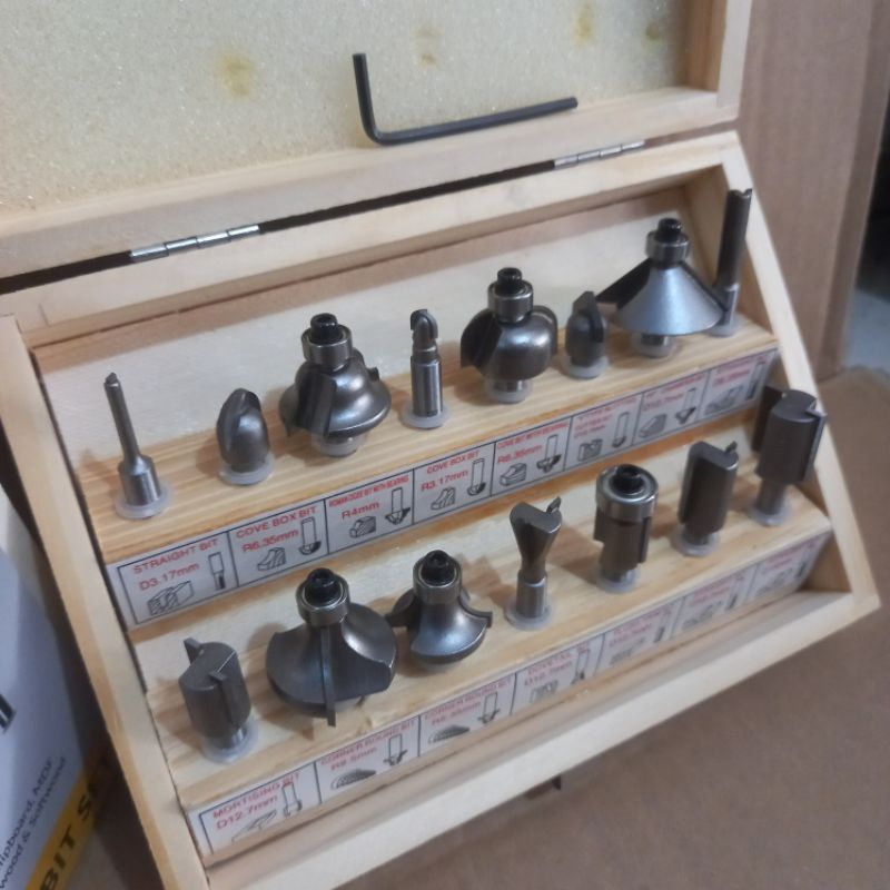 Jual BRAXTER Mata Propil 15 Pcs Mata Trimmer Mata Router Bit Set Box ...