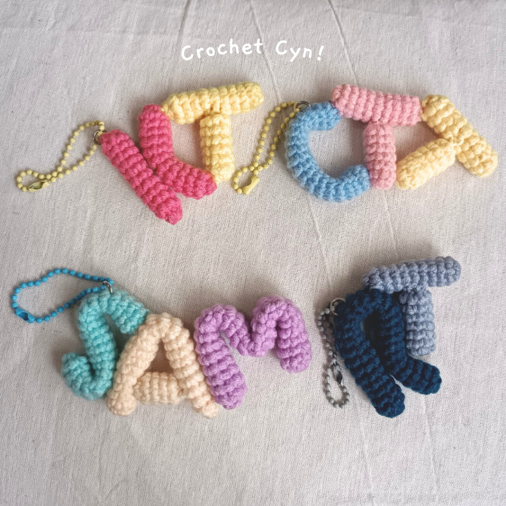 Crochet Letter Custom Letter Keychains Crochet Name Keychain