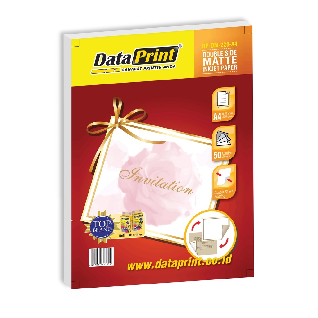 Jual DATA PRINT Double Side Matte A4 220gr 50 Lembar Inkjet Paper 2 ...