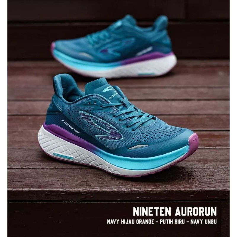 Jual 910 Nineten Sepatu Lari Running Aurorun Navy Ungu Biru Original